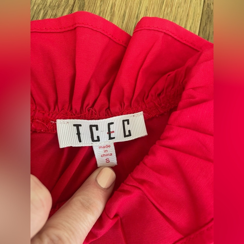 TCEC Red Ruffle Mini Dress, Size Small - Picture 14 of 14